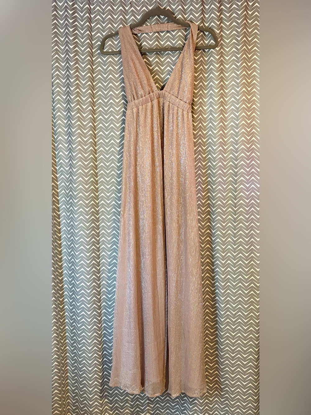 Show me Your Mumu | Sparkly Halter Open-back Maxi, size small